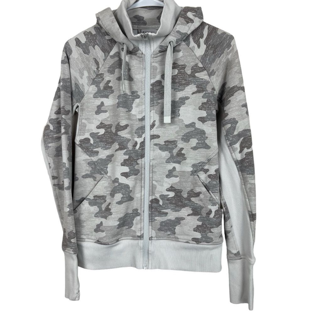 Athleta Triumph Grey Camo Zip Up Hoodie Jacket Women’s XS